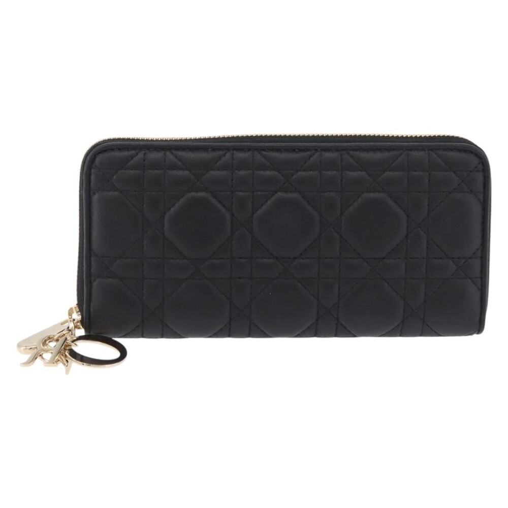 Dior Lambskin Leather Lady Dior Cannage Long Wallet Black